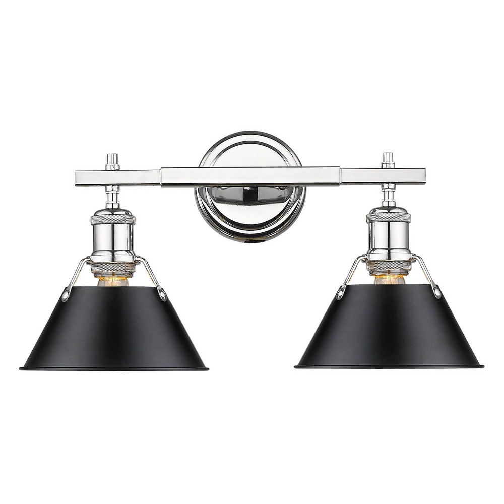 Golden Lighting-3306-BA2 CH-BLK-Orwell - 2 Light Bath Vanity in Vintage style - 10 Inches high by 18.25 Inches wide Chrome Matte Black Matte Black Finish